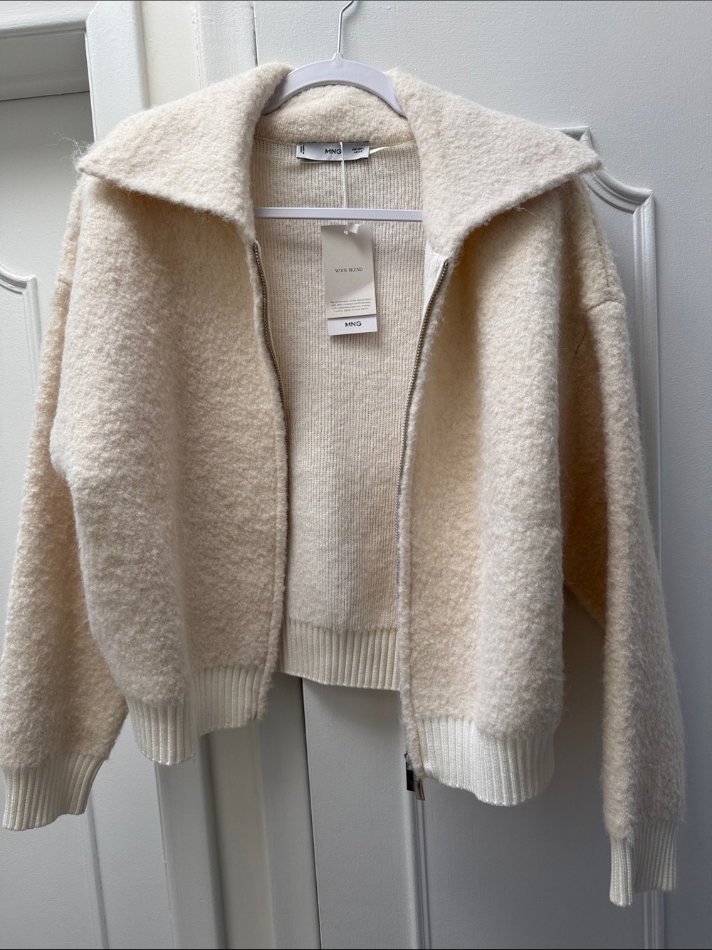 Mango Cream Zip-Up Teddy Jacket